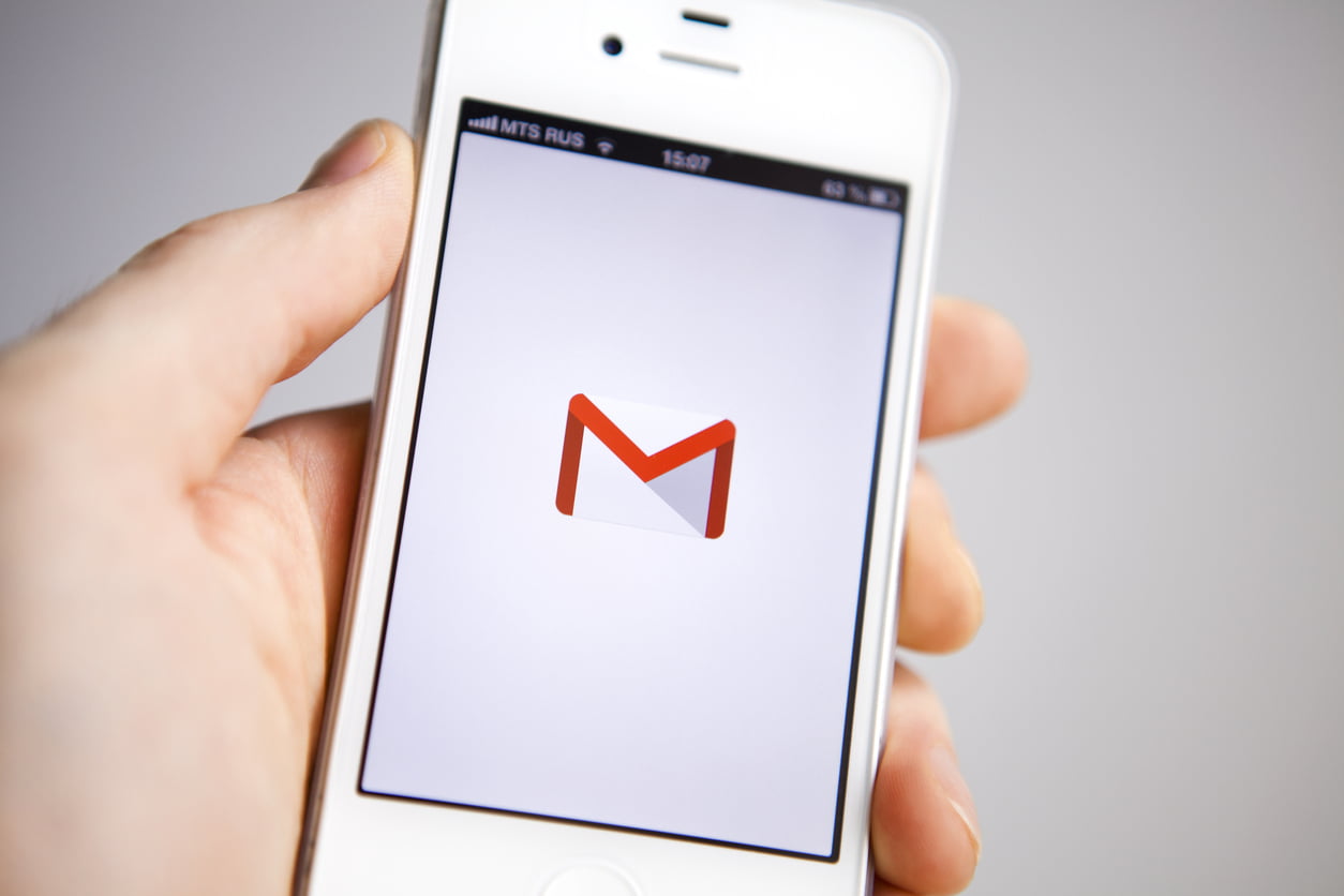 Gmail App on Man's Phone
