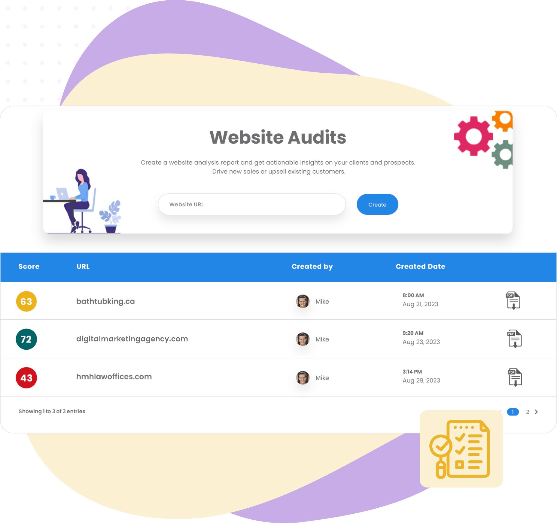 SEO website audit feature on a white label marketing software platform