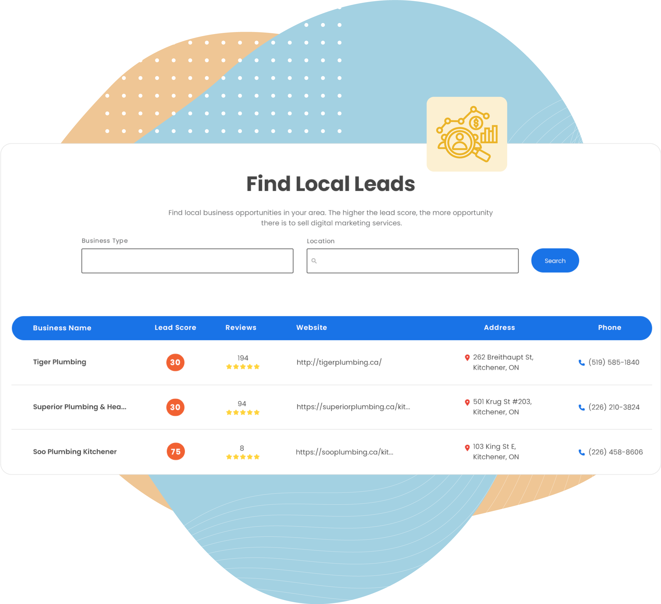 Lead search software on a white label marketing software platform by Powered by OutReach
